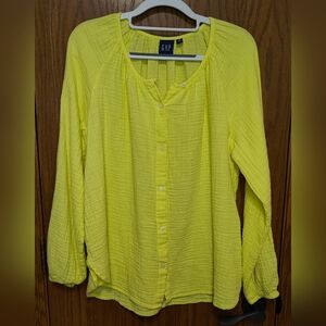 Women's Gap Yellow Button Down Blouse, M